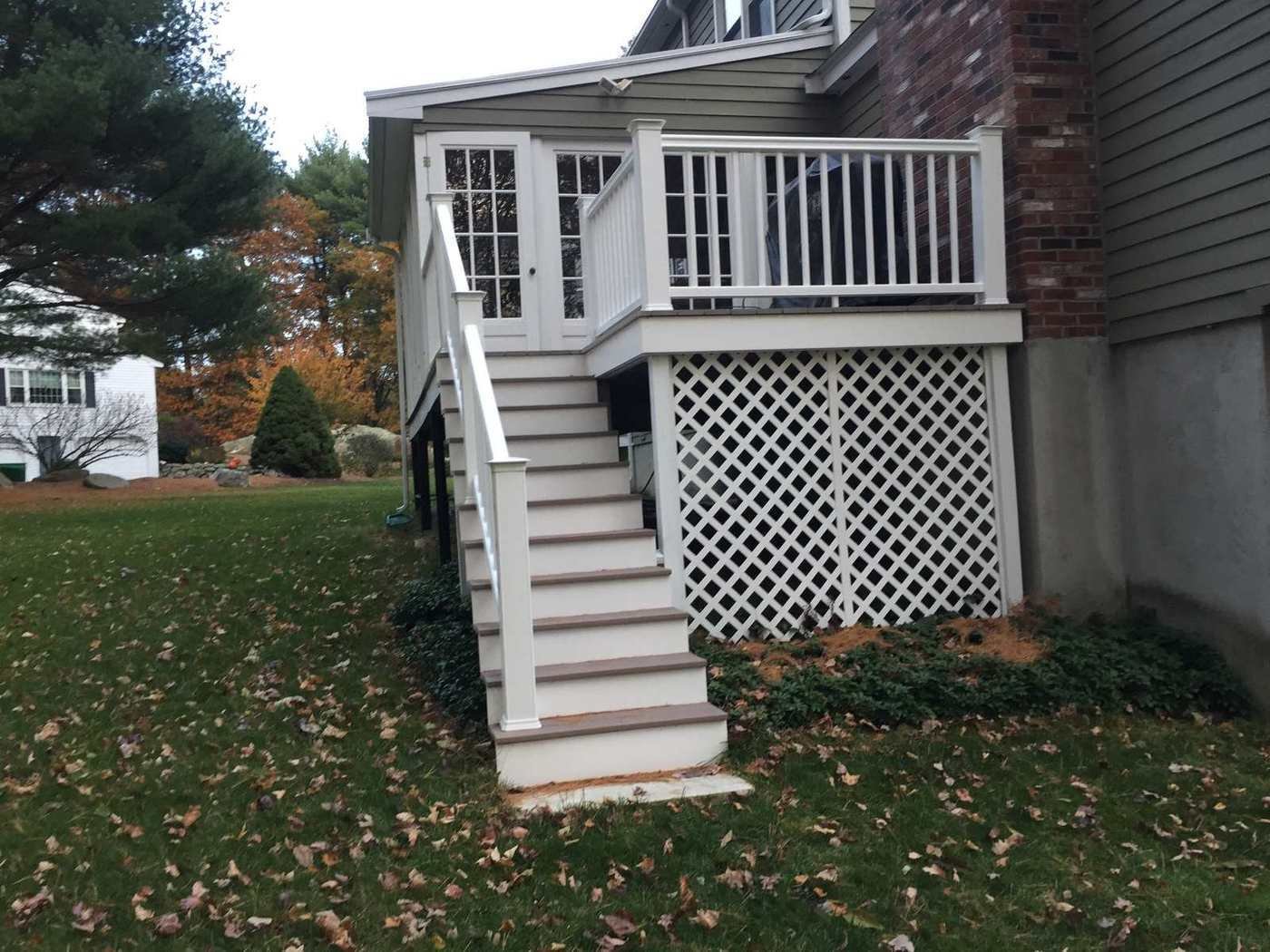 Raised deck with stairs and lattice skirting