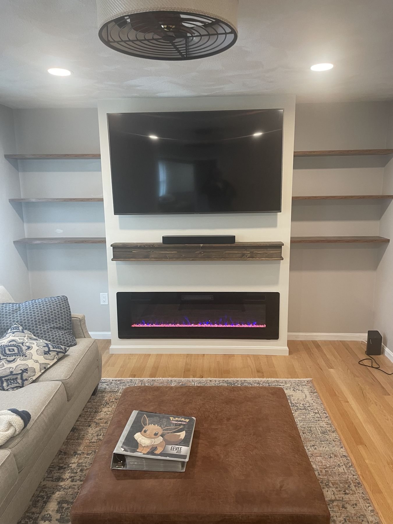 Built-in TV wall with shelving